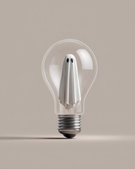 Minimal modern ghost with Halloween ghost lightbulb minimalist ghost lightbulb spooky floating ghost lightbulb clean isolated design
