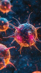 Obraz premium Colorful microbes in a digital environment.