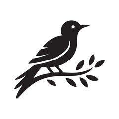 Minimal Black and White Bird Icon Design