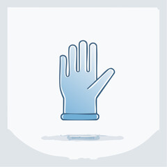 Obraz premium Simple blue illustration of a protective medical glove on a white background with shadow