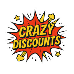 Crazy discounts clipart with transparent background in bright colors perfect for black friday sale png design