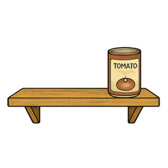 Wooden shelf with can of tomato clipart in transparent png style perfect for black friday sale design and decoration