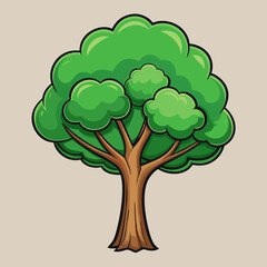 vector tree with green leaves