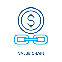 Value Chain Icon Outline Color Style. Vector Illustration For Graphic Design