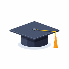 A classic black graduation cap with a vibrant orange tassel, symbolizing achievement, education, success, and the completion of an academic journey.