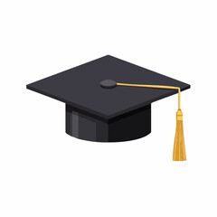 A classic black graduation cap with a vibrant orange tassel, symbolizing achievement, education, success, and the completion of an academic journey.