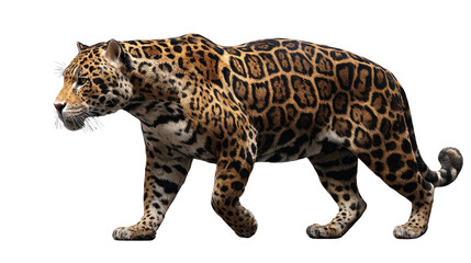 Obraz premium full body big leopard cub in front of white background