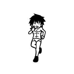 Black and white hot anime character line art illustration, stylish minimal outline drawing in clean style