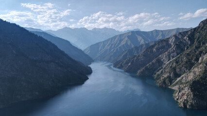 a beautiful mountain lake. a lake in the mountains