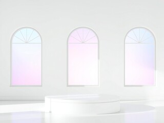 Minimalist archway background with soft pastel gradient light