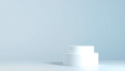 Minimalist white bottle on a soft blue background with soft shadows