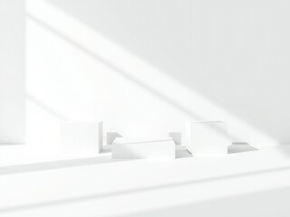 Abstract shadows and light patterns on a white surface