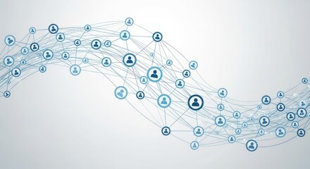 Abstract network connection background with lines and circles representing people