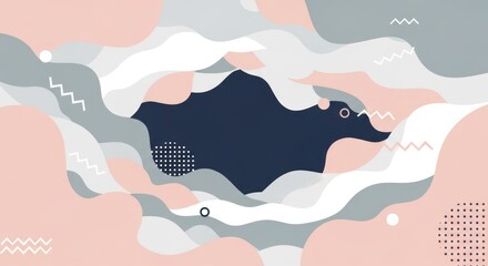 Abstract pastel background with organic shapes and geometric elements design art