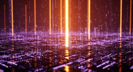 Abstract technology background with glowing lines and futuristic elements and digital landscape