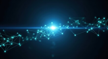 Abstract technology background with glowing nodes and connections symbolizing innovation and