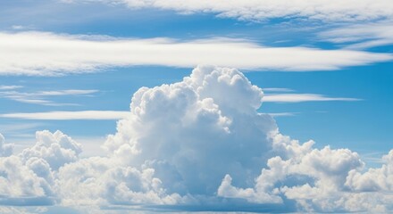 Beautiful blue sky filled with fluffy white clouds creating a serene and peaceful atmosphere