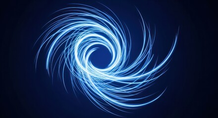 Blue Vortex of Light Streaks on Dark Background Creates Mesmerizing Visual Effect