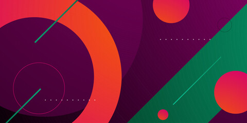 Obraz premium Abstract dynamic color background with purple, orange, and green element concept. Abstract geometric banner background.