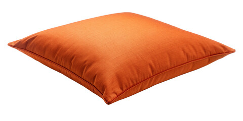 Square Orange Pillow Isolated on Transparent Background
 Soft Orange Cushion with Fabric Texture in Studio Lighting

