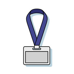 Identification badge with a blue lanyard for secure access and employee identification, vector graphic