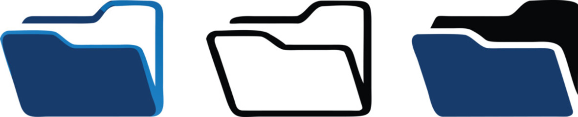 Set of icon folder computer file colourful document binder data archive. File folder vector icons. Office folder icon with documents. Folder for reports and archive cases. Vector Illustration