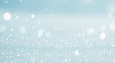 Fototapeta premium Magical winter scene with sparkling snowflakes and bokeh lights creating a festive atmosphere
