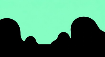 Obraz premium Minimalist Abstract Landscape with Black Hills and Light Green Sky Backdrop Scenic