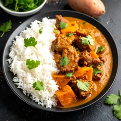 Savory stew with sweet potato and rice