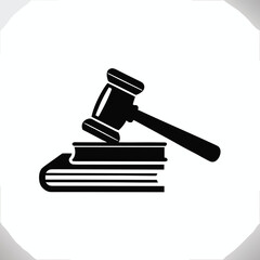 Vector art of gavel resting on a book illustration, representing law, justice, and legal authority, suitable for legal and educational content