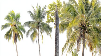 bark. Tropical coconut trees with distinct textures, isolated for a crisp botanical focus. gardening catalogs, home-decor guides, designed for home decor and floral branding, used by clinicians.