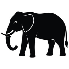 Vector art of elegant elephant silhouette, showcasing its graceful form and intricate details, capturing the essence of wildlife and natures beauty in a simple yet striking design