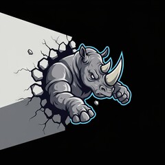 Rhino mascot illustration with bold and dynamic style. Perfect for esport logo, sports team emblem, gaming character, and strong brand identity.