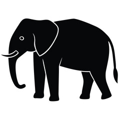 Vector art of a majestic elephant silhouette standing tall, showcasing its iconic trunk and tusks, , a symbol of strength and wisdom in the animal kingdom