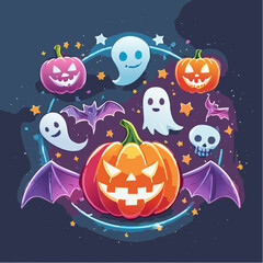 Modern Cyber Halloween Icons Collection