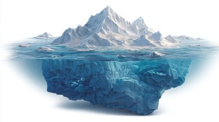 Iceberg Above and Below Water – 3D Cutaway Illustration