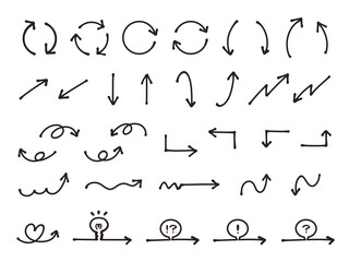 シンプルな手描き矢印イラストセット