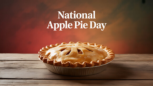 A freshly baked apple pie on a wooden table celebrating National Apple Pie Day