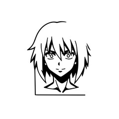 Black and white hot anime character line art illustration, stylish minimal outline drawing in clean style