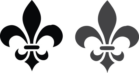 Fleur De Lis icon. Vector illustration. Fleur de lys vintage design element or icon in black suitable for heraldry and classic decoration design in various shapes © LEAKAT