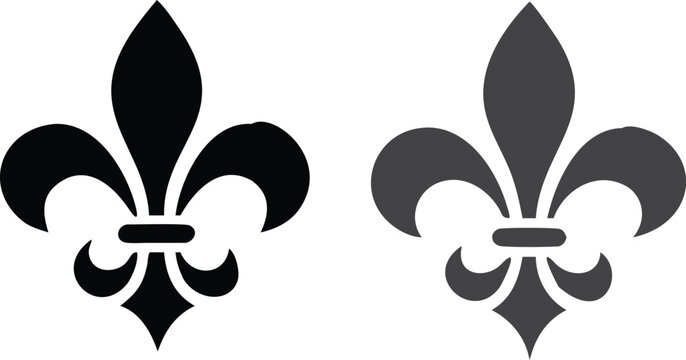 Fleur De Lis icon. Vector illustration. Fleur de lys vintage design element or icon in black suitable for heraldry and classic decoration design in various shapes