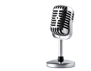Vintage Silver Microphone Front View, Classic Studio Equipment, isolated on transparent background PNG