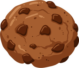 Delicious Chocolate Chip Cookie Illustration with Rich Chocolate Chunks.