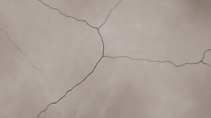 Close up of a cracked wall surface showing damage and the texture of the wall with a neutral color