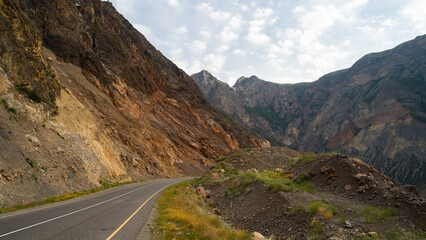 road in a mountain gorge. car travel in Asia