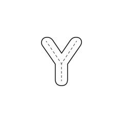 Stylized Letter Y Design A Modern Twist on Alphabet Typography with dashed lines