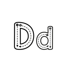 Clear outline tracing guide for learning to write the uppercase and lowercase letter D, perfect for early education and handwriting practice development