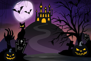 halloween background with haunted house