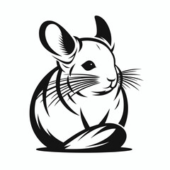 Chinchilla illustration sitting gracefully with large ears and whiskers  