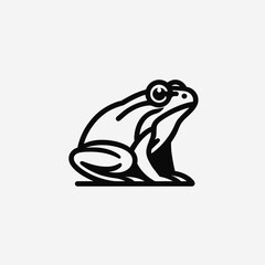 Cartoon frog illustration with simple lines on white background  
